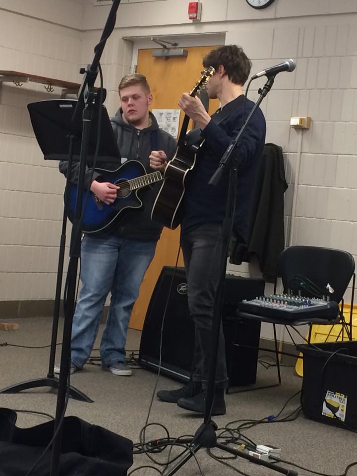 Frequency student working with guitarist Chris Koza