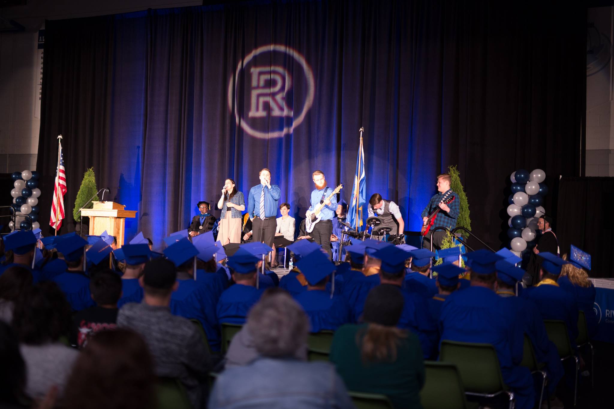 Frequency performing at Riverland spring graduation in 2018