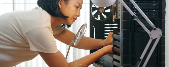 Student working on a windows desktop machine
