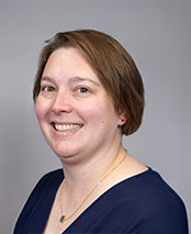 Studio Photo of Catherine Haslag in a blue shirt